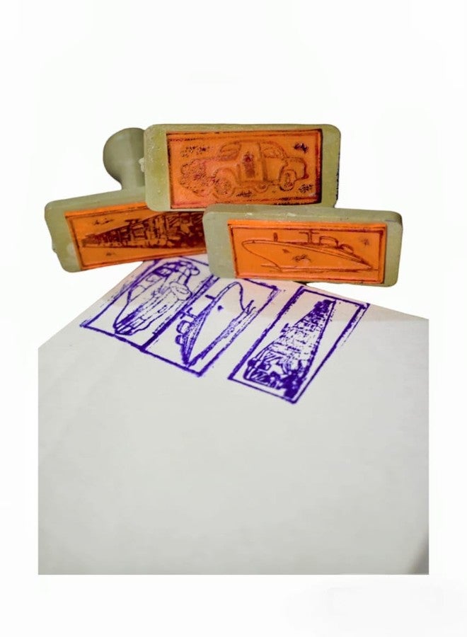FUTUREZ KEY Transport Picture Stamp Set | Educational Rubber Stamps for Students & Teachers - Pack of 23 Creative Learning Tools - Image 4